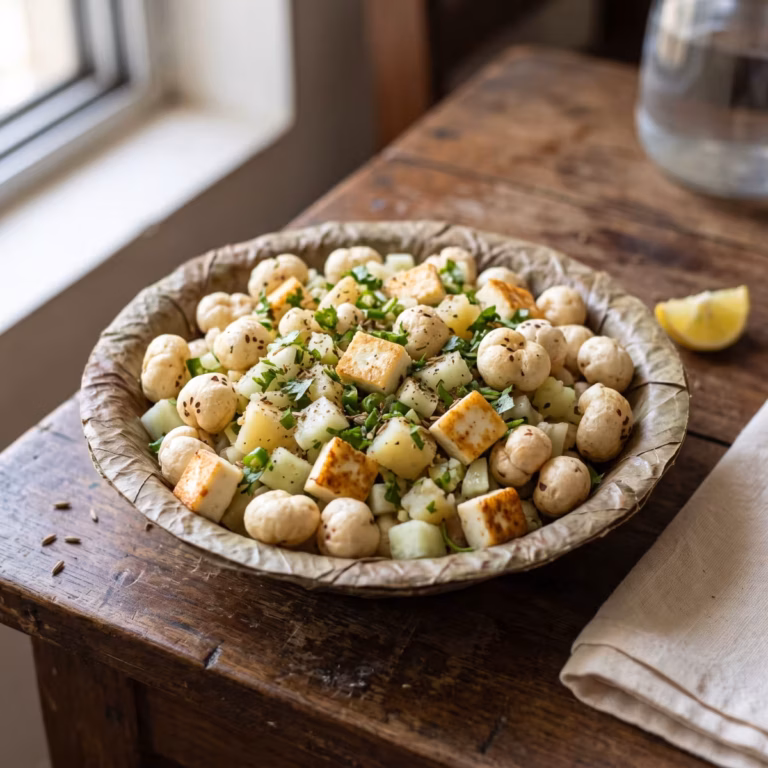 Makhana and Paneer Chaat - Plattershare - Recipes, food stories and food lovers Makhana and Paneer Chaat
