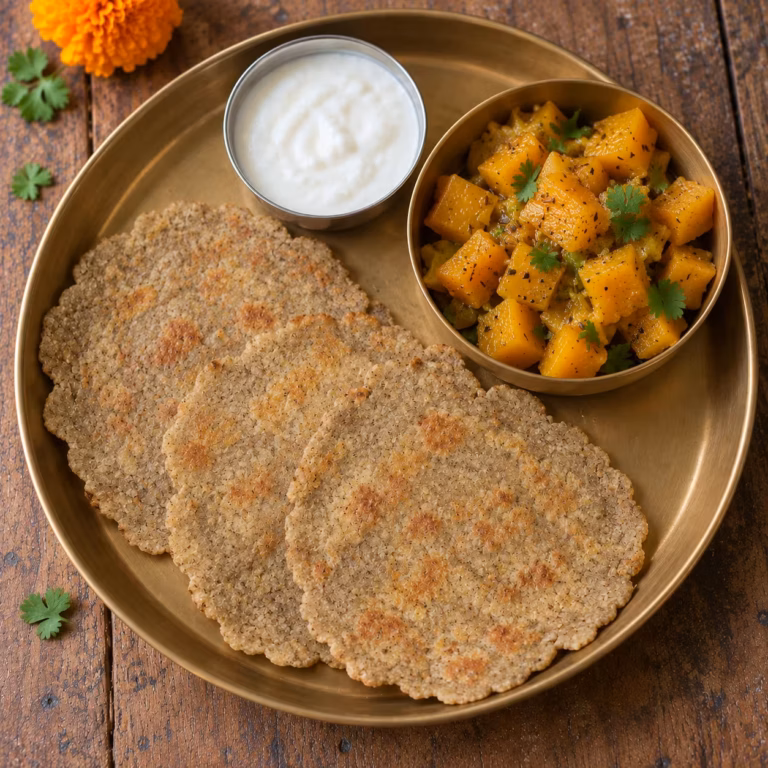 Singhara Paratha with Kaddu Sabzi - Plattershare - Recipes, food stories and food lovers Singhara Paratha with Kaddu Sabzi - Plattershare - Recipes, food stories and food lovers