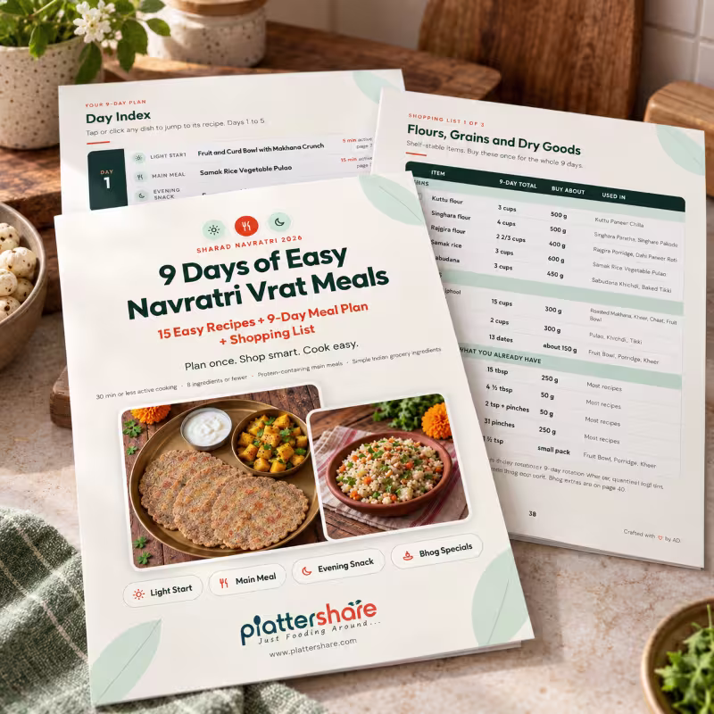 9 Days of Easy Navratri Vrat Meals: 15 Recipes + 9-Day Plan + Grocery List - Plattershare - Recipes, food stories and food lovers 9 Days of Easy Navratri Vrat Meals PDF