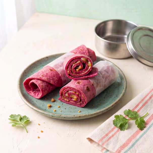 The Picky Eater Tiffin Rescue Guide - Plattershare - Recipes, food stories and food lovers Pink Beetroot Roti Roll