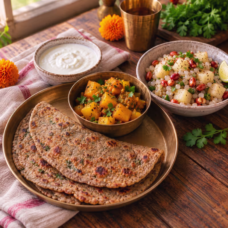 9 Days of Easy Navratri Vrat Meals: 15 Recipes + 9-Day Plan + Grocery List - Plattershare - Recipes, food stories and food lovers A sample day of Navratri meals