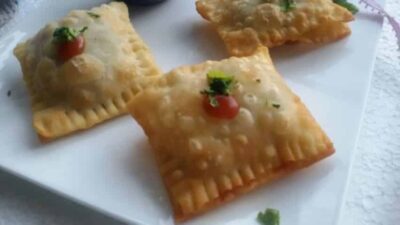 Crispy Sprout Squares, Indian breakfast starter with sprouts and spices.