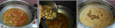 Traditional South Indian Sundal Rasam with mixed pulses in a pot.