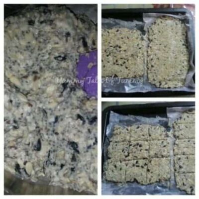 Chia seed crackers, a healthy snack option, shown in preparation and finished slices.