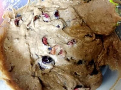Healthy Cherry Chocolate Oat Muffins.