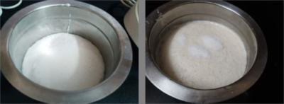 Pots of batter for authentic Thatte Idli, a soft and fluffy South Indian delicacy.