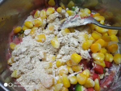 Creamed corn and vegetable mixture for a delicious recipe.