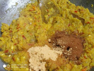Flavorful spiced lentil and vegetable mixture ready for serving.