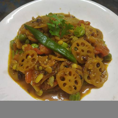 Lotus stems with moong dal