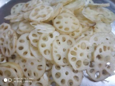 Lotus stems with moong dal
