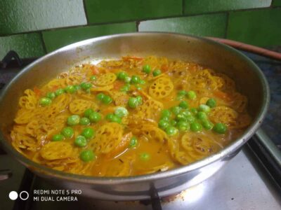 Lotus stems with moong dal