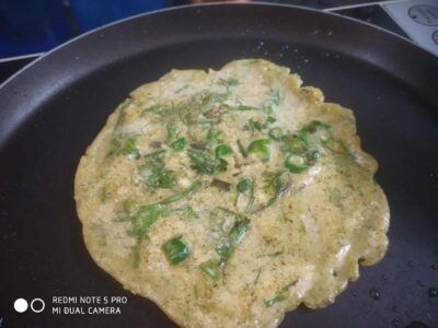 Moong chilla with ajwain leaves